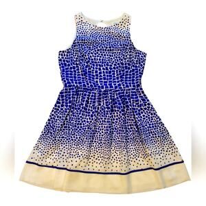 EUC Eliza J  blue white key hole dress Sz 14 no belt